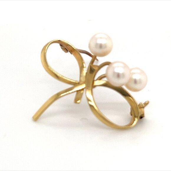 Mikimoto Estate Akoya Pearl Brooch Pin 14k Gold 6 mm M273 - Picture 1 of 12